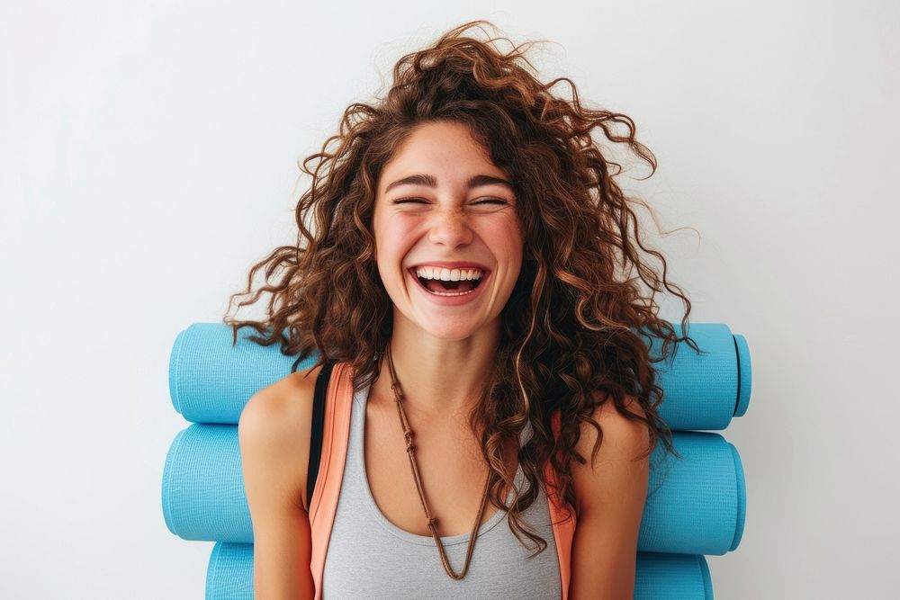 Happy woman laughing portrait smile.