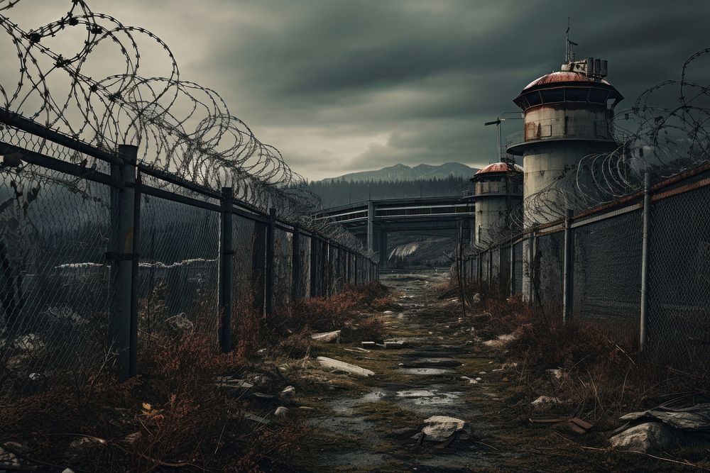 Abandoned prison architecture lighthouse outdoors.