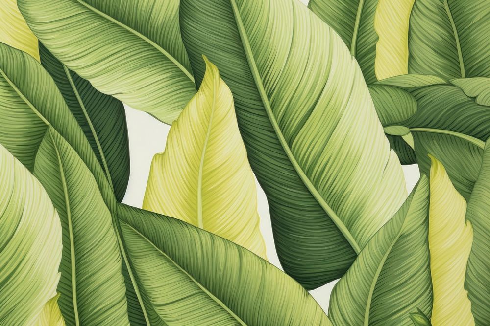 Vintage drawing of banana leaf pattern backgrounds plant green.