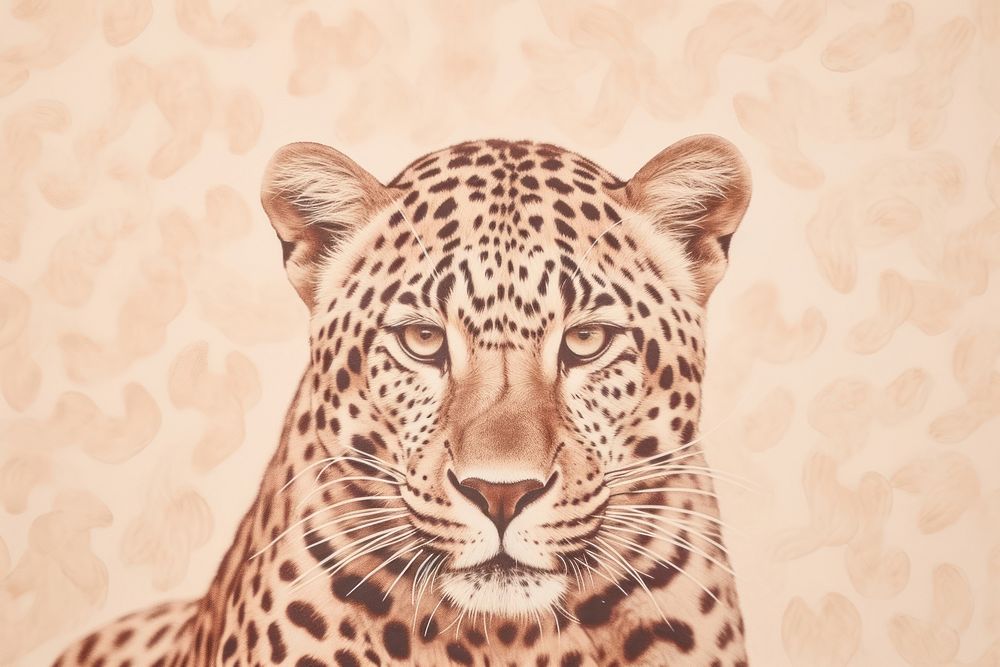 Vintage drawing of leopard skin pattern wildlife cheetah animal.