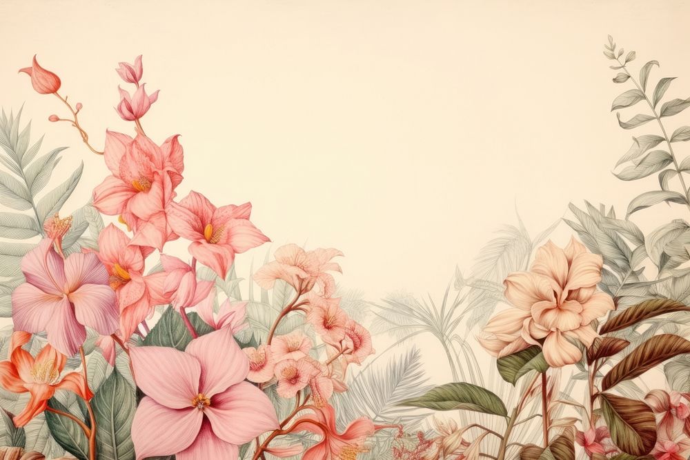 Vintage drawing of safari flower sketch backgrounds.