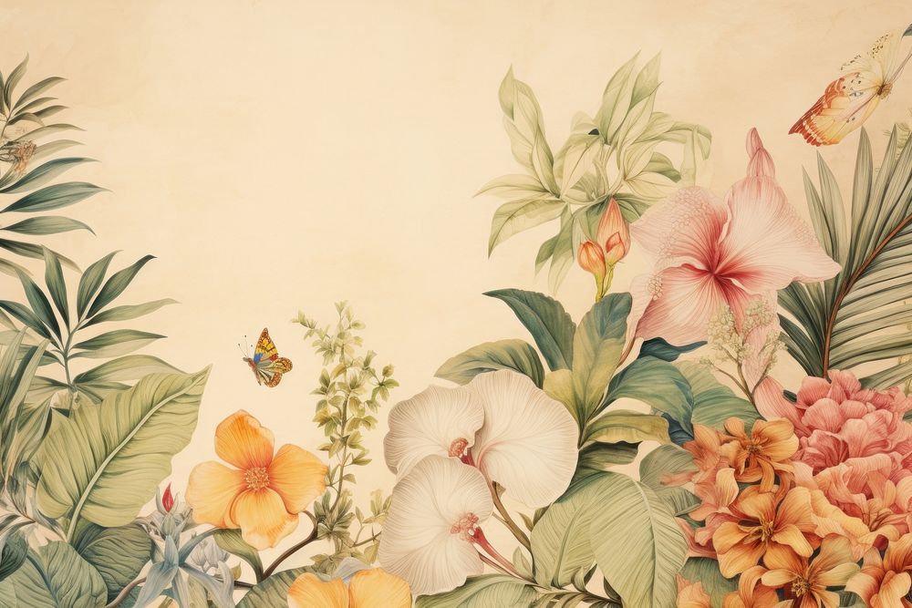 Vintage drawing of safari flower backgrounds painting.
