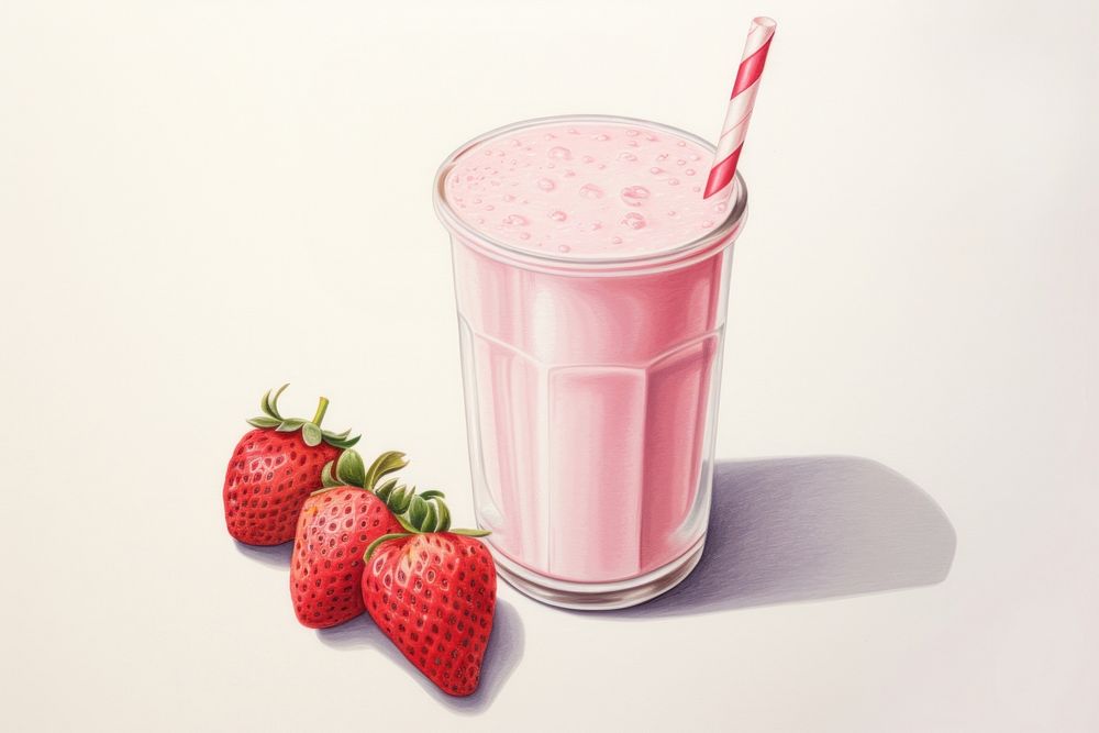 Strawberry smoothie pattern milkshake fruit drink.