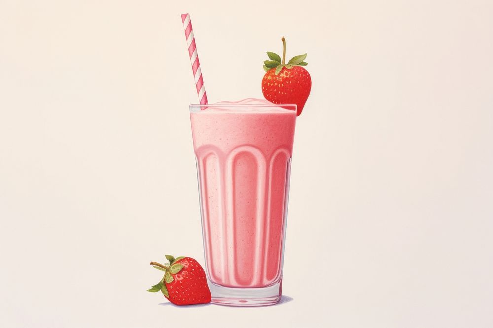 Strawberry smoothie pattern milkshake fruit drink.