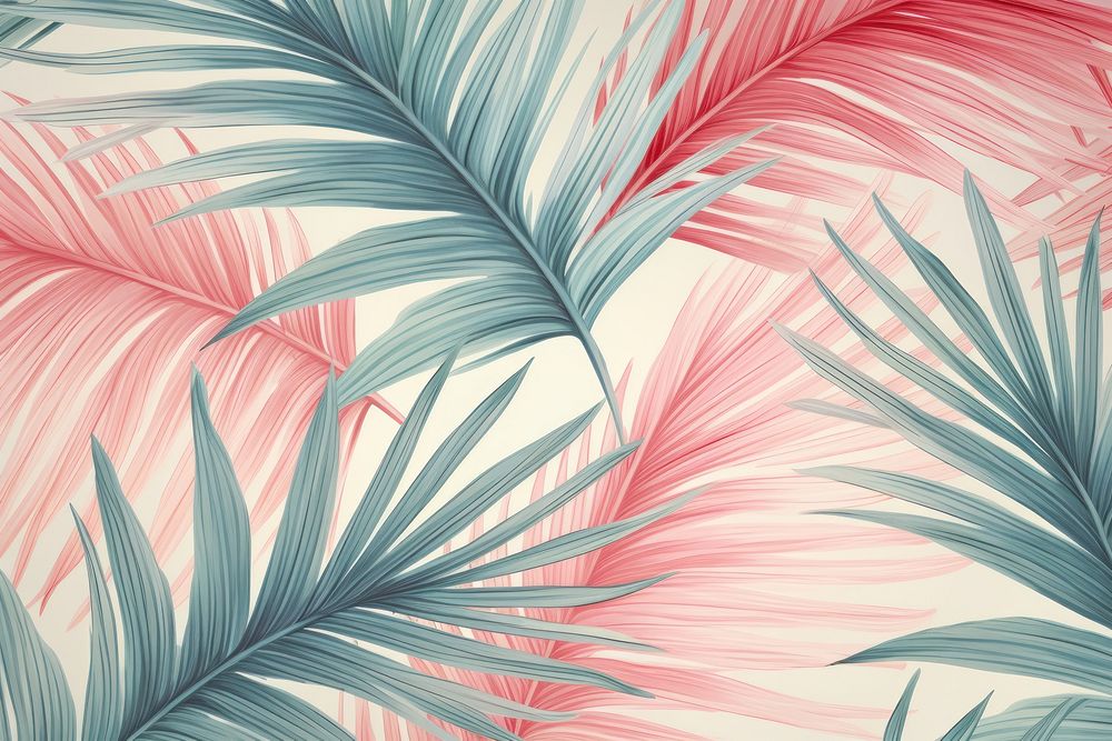 Vintage drawing of palm leaves pattern backgrounds sketch plant.