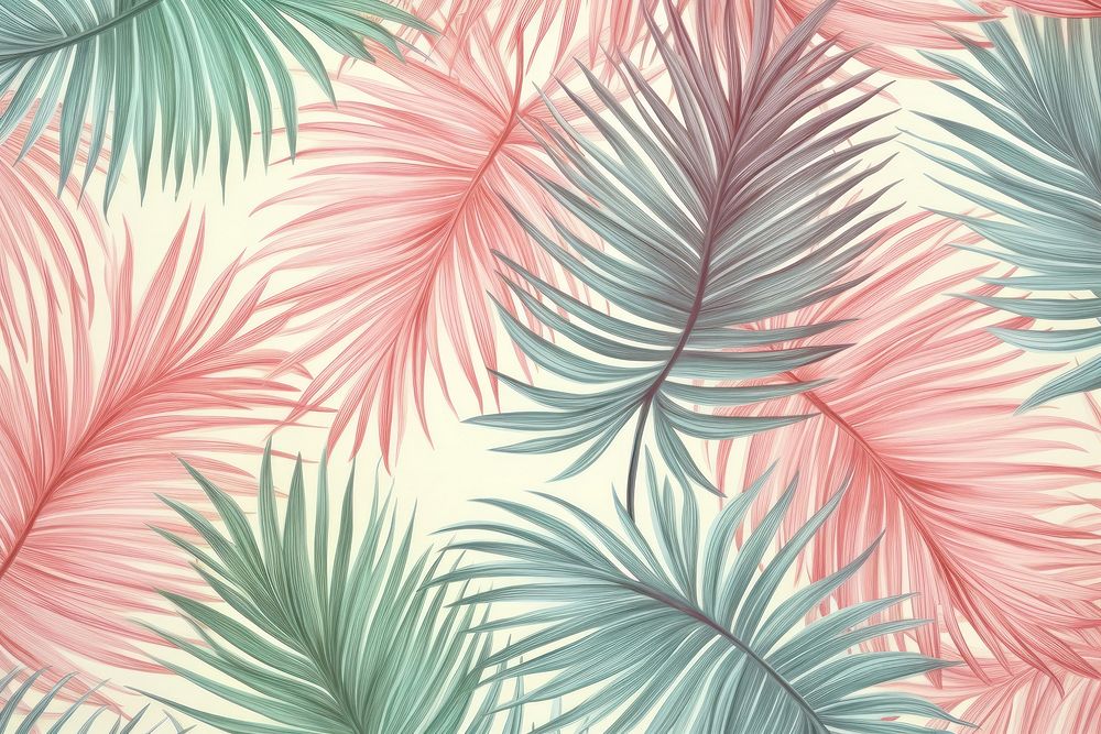 Vintage drawing of palm leaves pattern backgrounds plant tranquility.