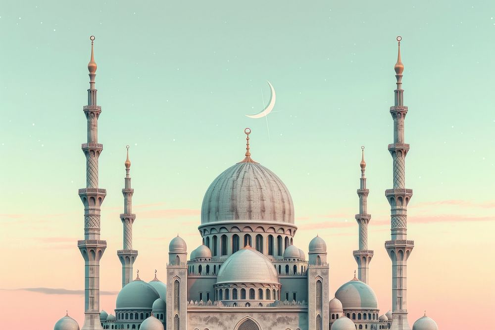 The Islamic Luxury Mosque architecture crescent building.