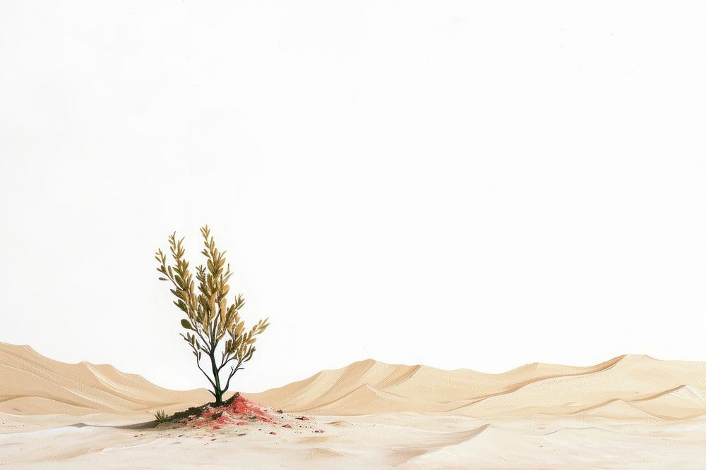 A desert landscape with a tiny oasis nature sand tranquility.