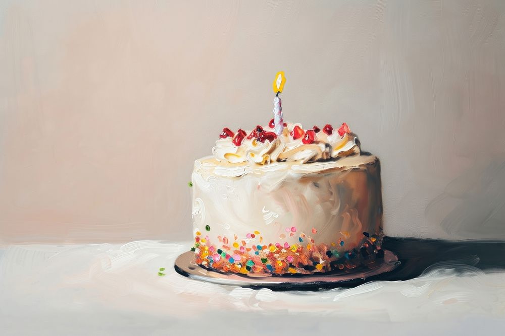 A simple birthday cake celebration painting dessert.