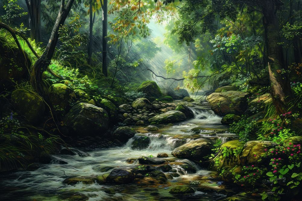 A Rainforest nature stream tranquility.