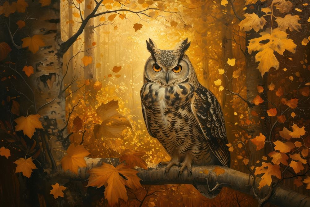 The Autumn Owl painting autumn owl.