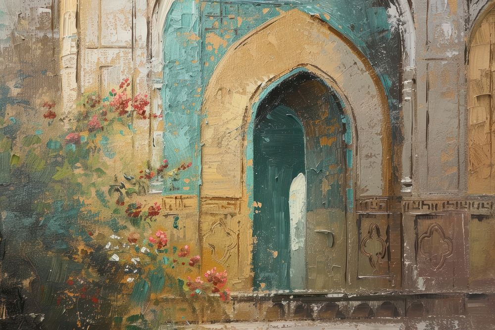 The Old Islamic Mosque painting arch art.