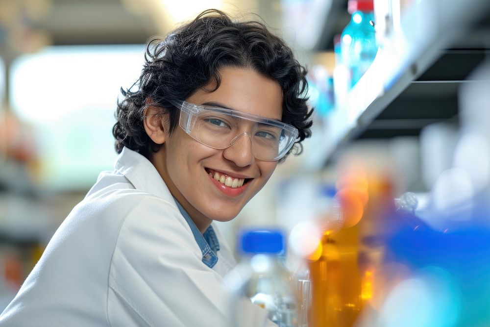 Scientist smiling scientist glasses adult.