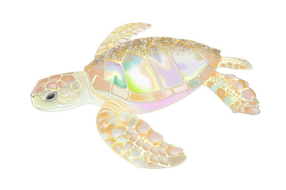 Sea turtle chinese cute reptile animal white background.