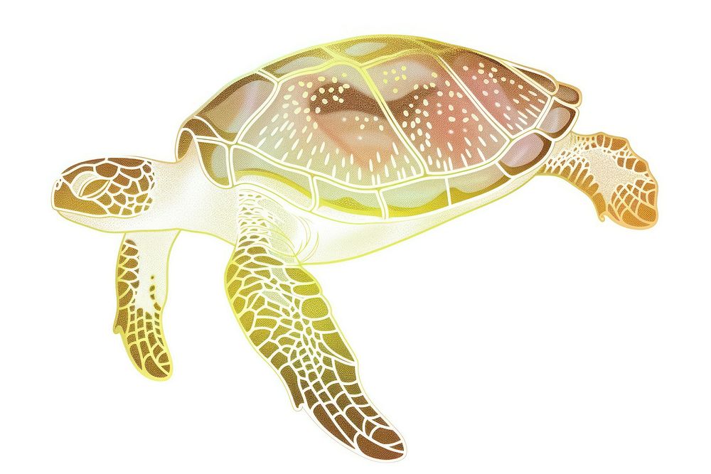 Sea turtle chinese cute reptile animal white background.