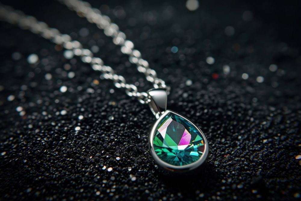 Gemstone drop necklace jewelry pendant shiny.