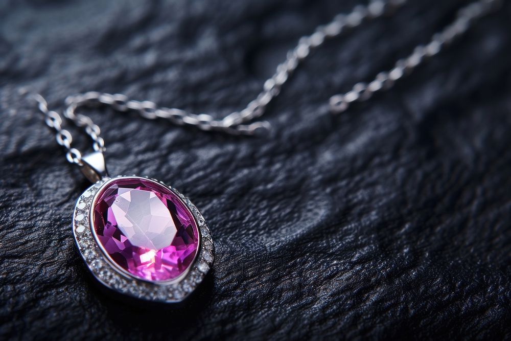 Gemstone pendant necklace amethyst jewelry locket.