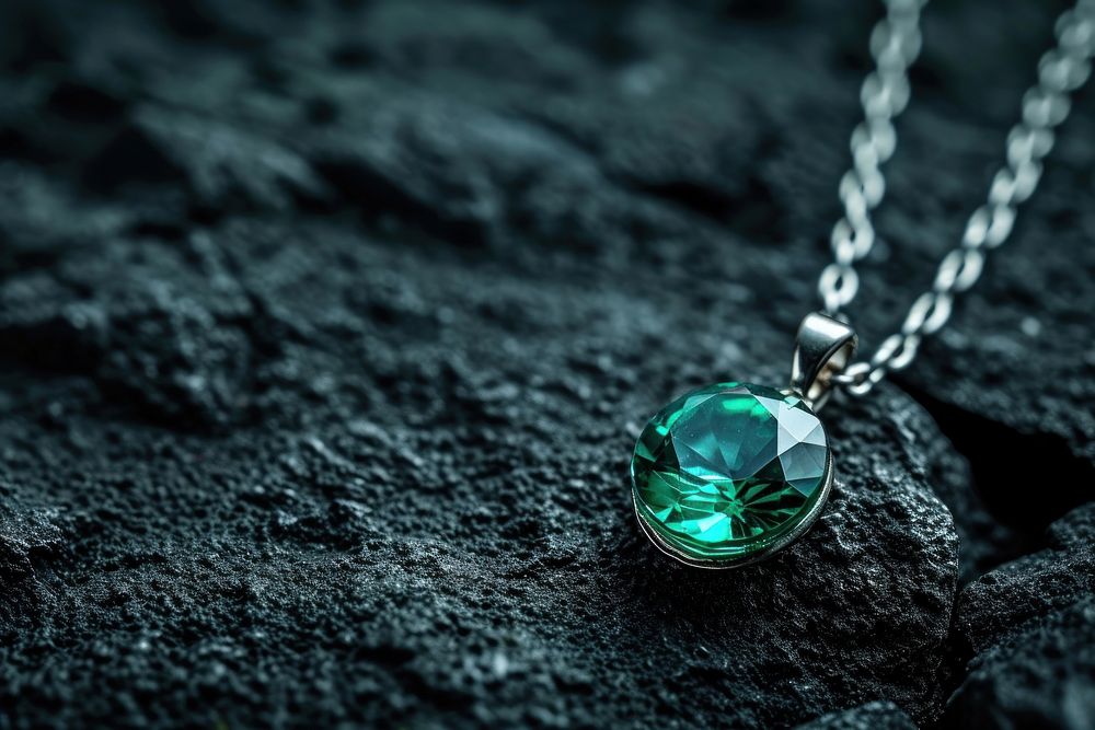 Green gemstone necklace jewelry emerald shiny.
