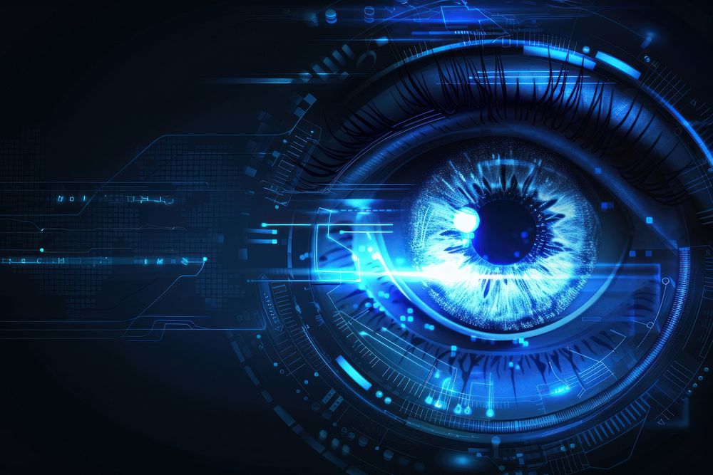 Technological digital eye light backgrounds security.