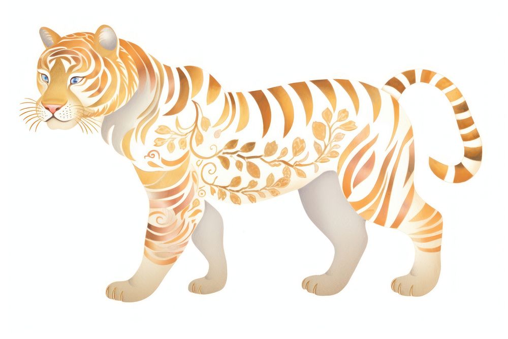 Tiger animal mammal white background.