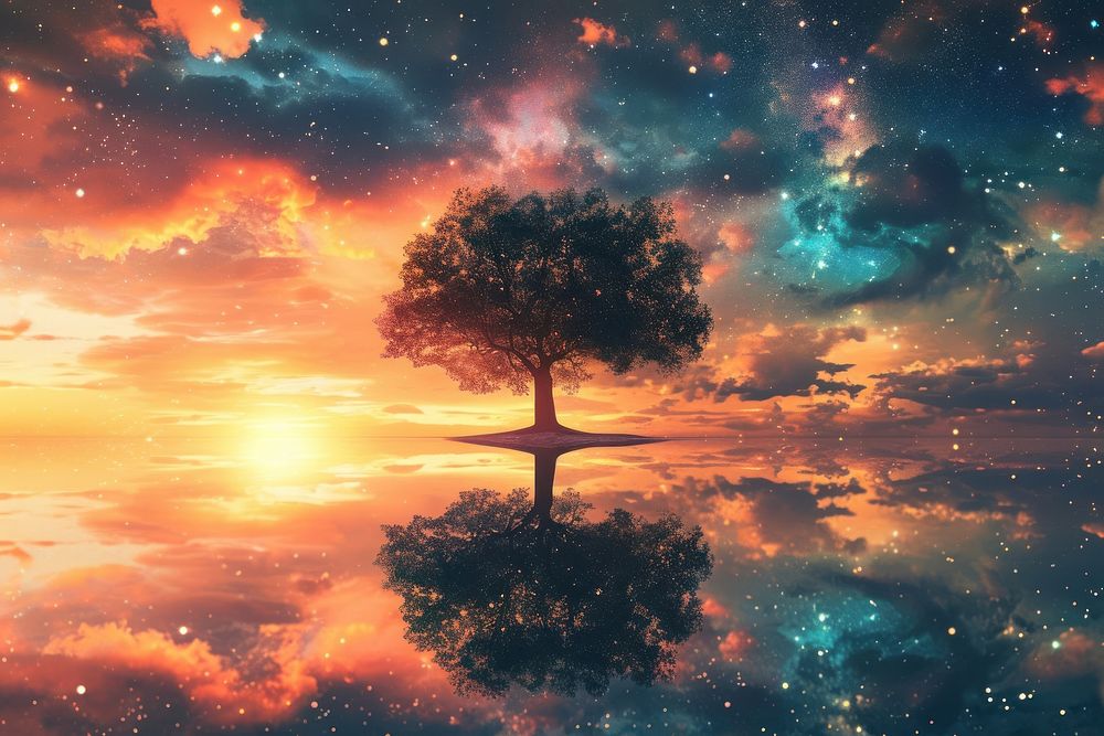 Tree universe outdoors sunrise.