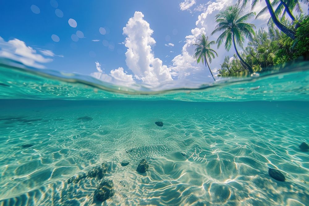 Tropical sea underwater landscape outdoors.