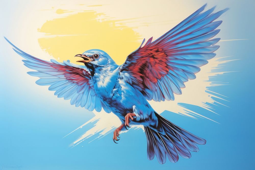 A vibrant blue Bird bird animal flying.