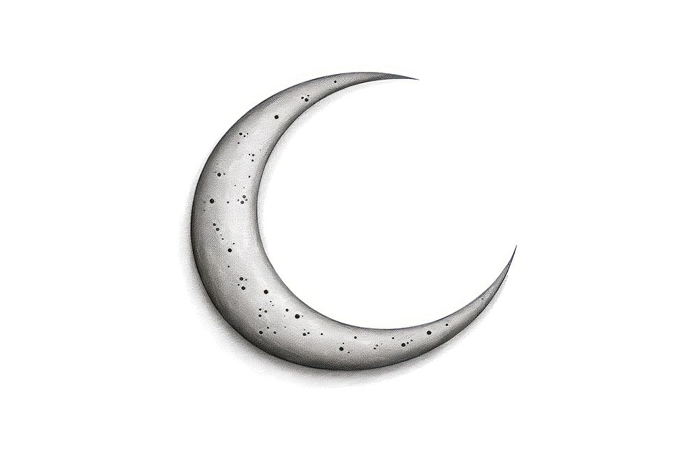 Crescent moon astronomy night white background.