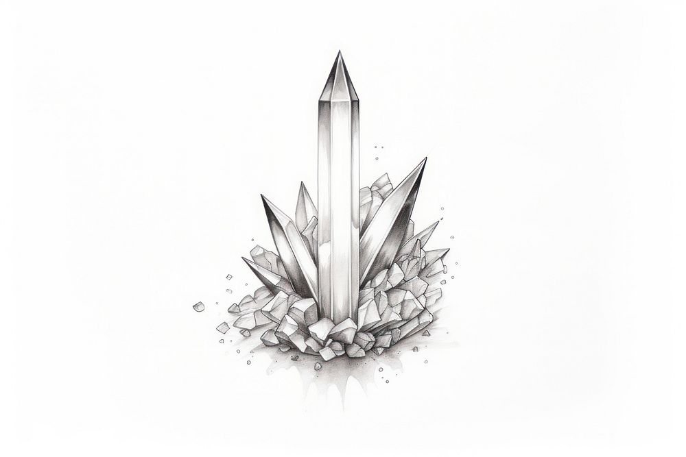 Crystal drawing sketch white background.