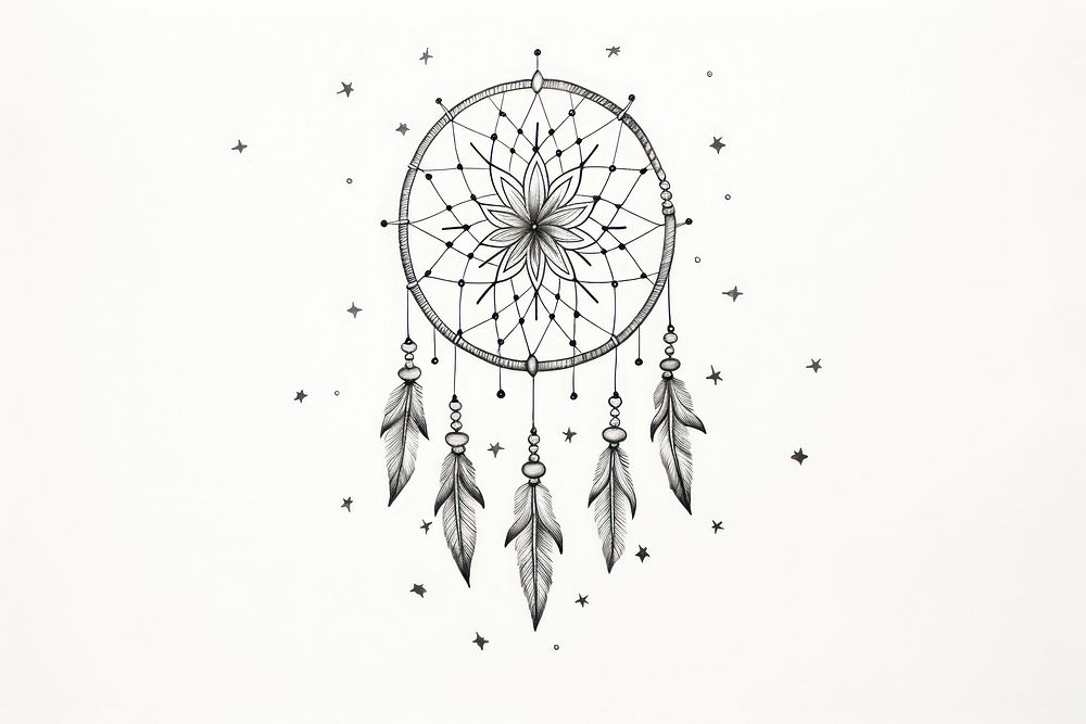 Dreamcatcher drawing line calligraphy.