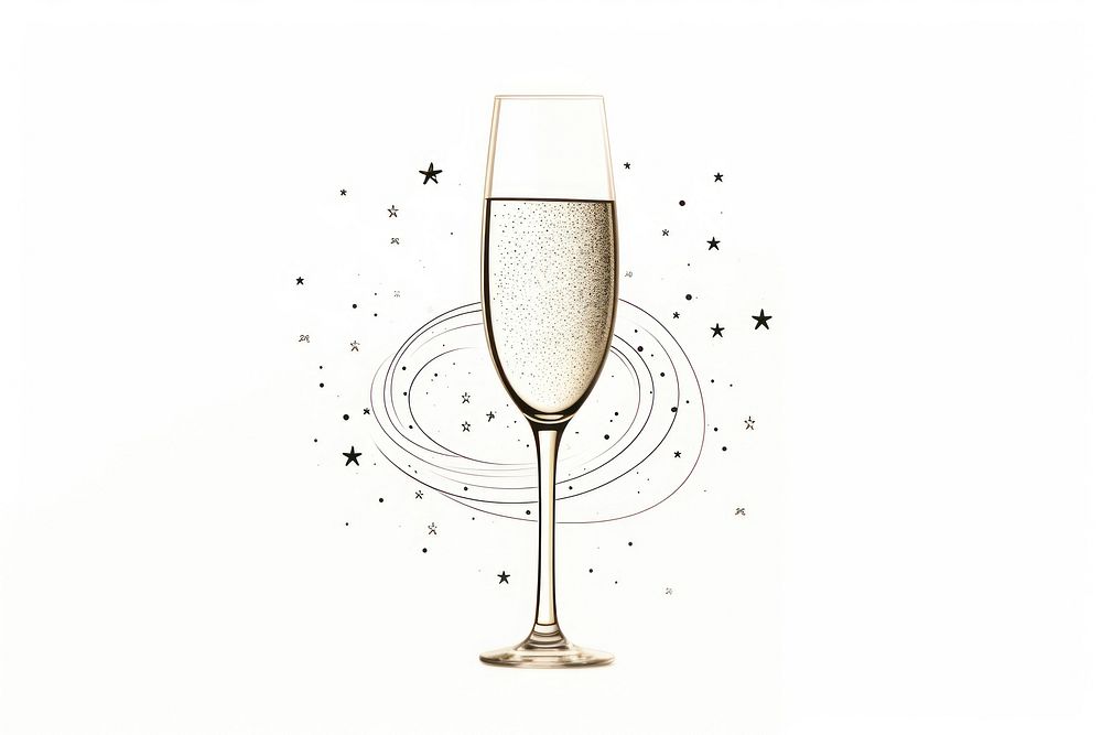 Champagne glass drink white background.