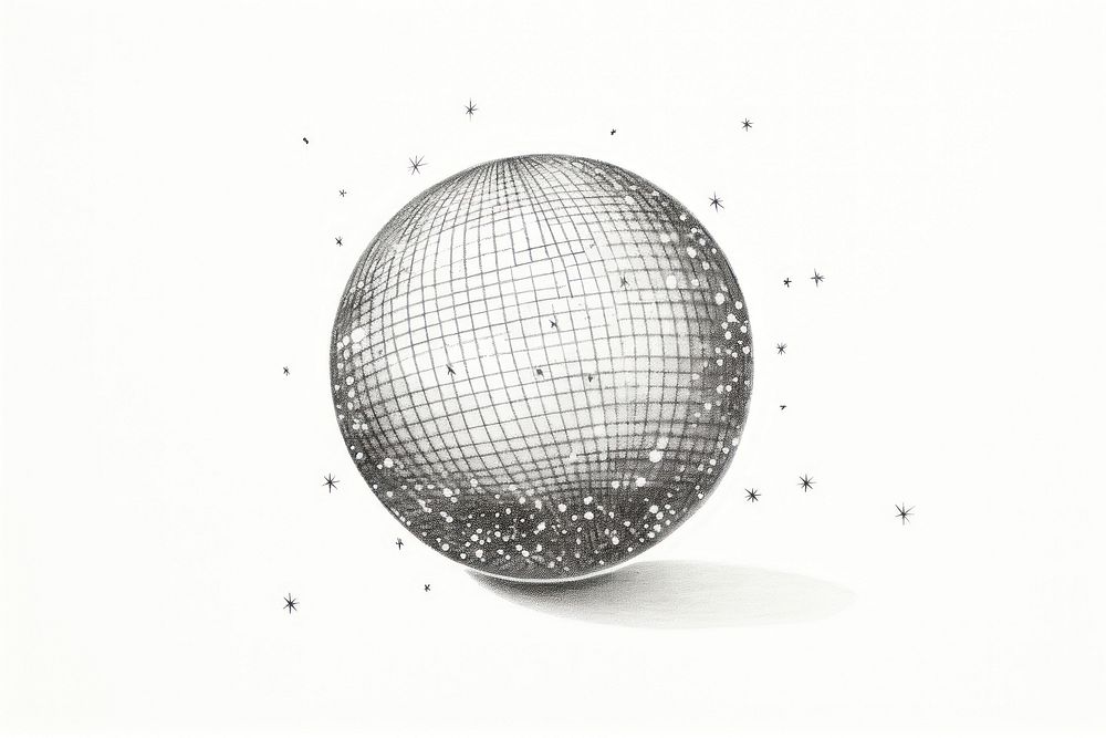 Disco ball drawing sphere line.