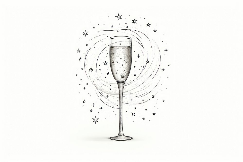Champagne drawing glass drink.