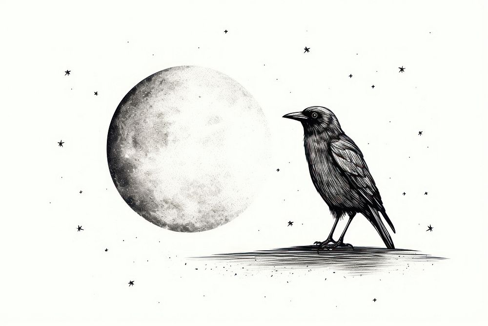 Crow drawing astronomy animal.