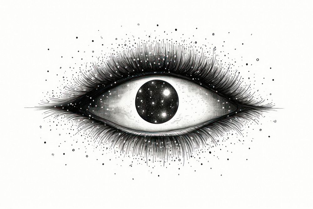 Eye drawing sketch illustrated.