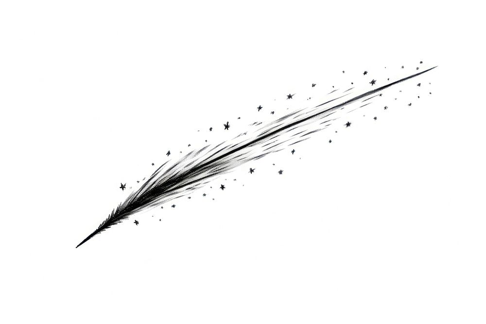 Shooting star drawing line white background.