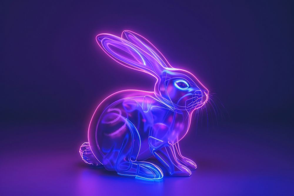 Neon bunny light purple nature.