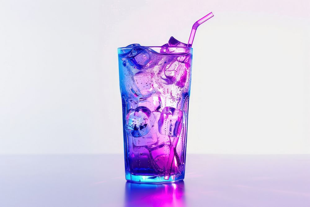 Neon drink cocktail mojito purple.