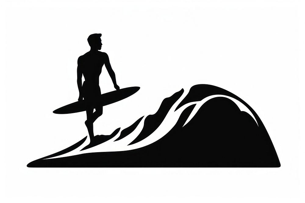 Surfing silhouette sports black.