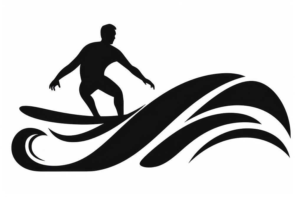 Surfing silhouette logo adult.