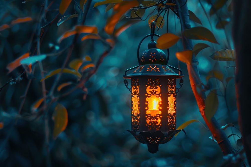 Glowing Ramadan celebration lantern lighting glowing nature.