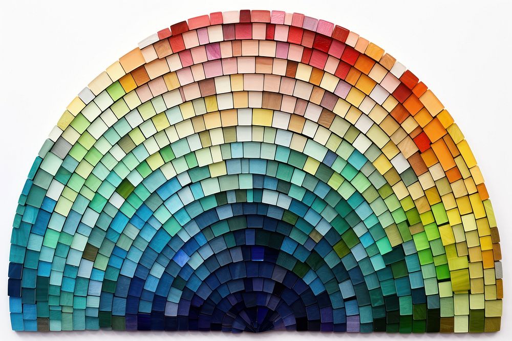 Mosaic tiles of rainbow backgrounds shape art.