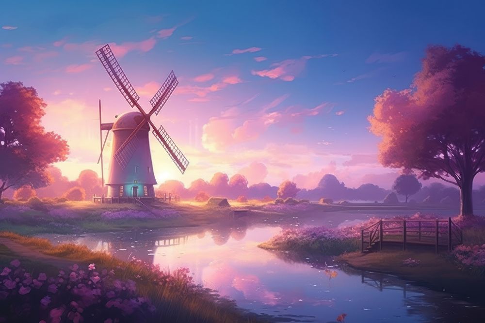 Aesthetic background of windmill outdoors architecture agriculture.