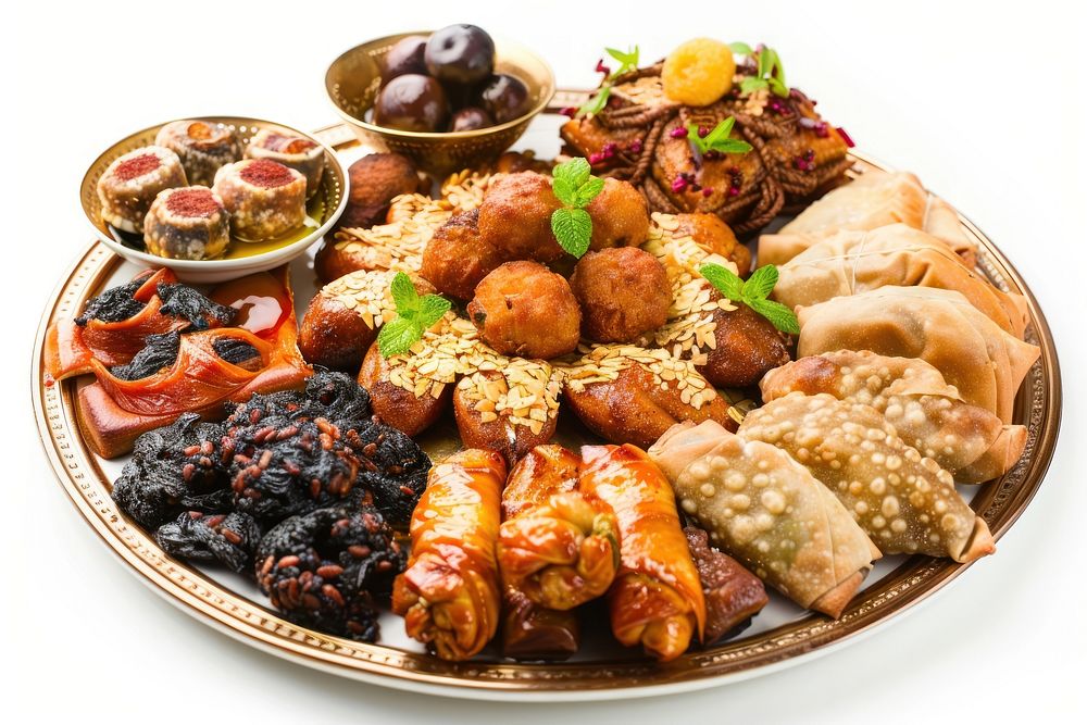 An islamic ramadan food plate meal dish.