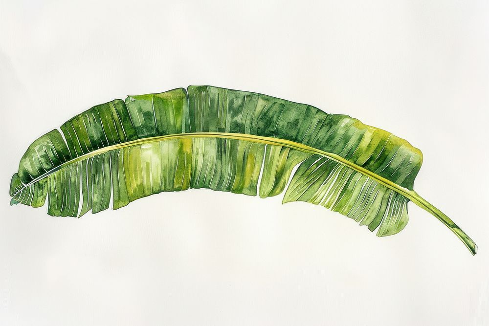 Botanical illustration of a banana leaf plant vegetation drawing.
