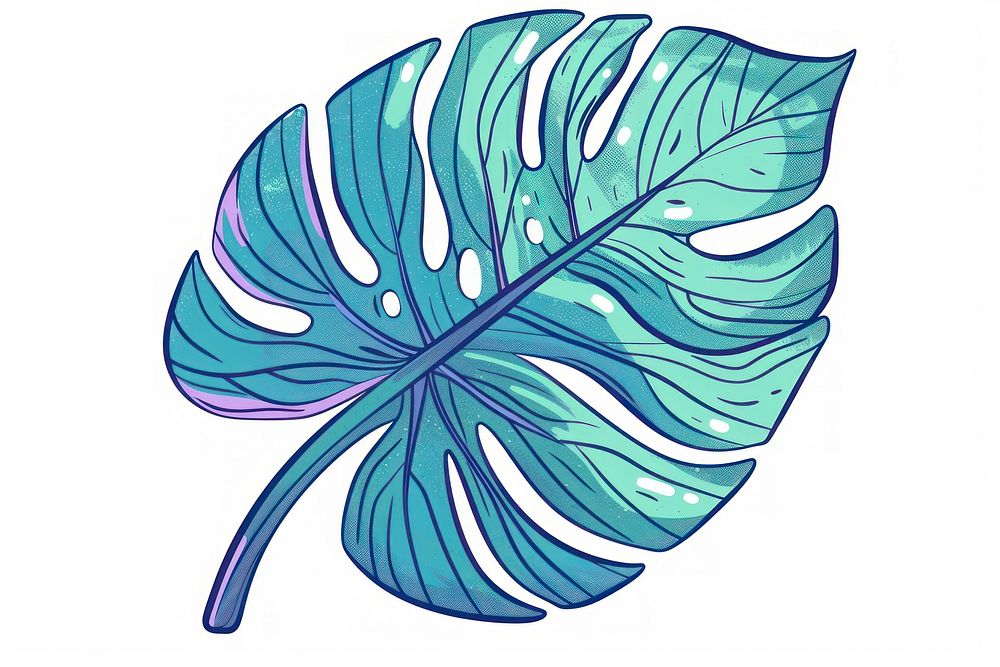 A tropical leave in the style of frayed chalk doodle plant leaf xanthosoma.