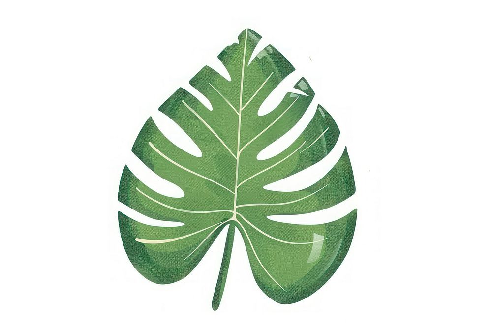 A tropical leave in the style of frayed chalk doodle plant leaf white background.