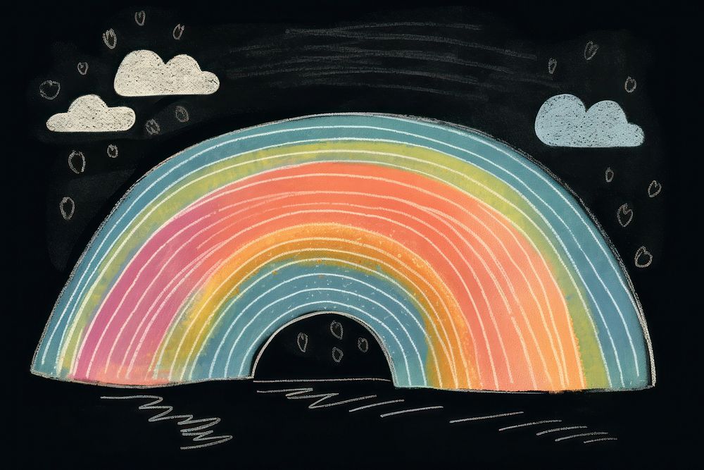 Chalk style rainbow painting drawing nature.