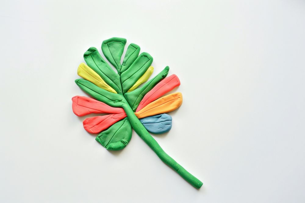 Cute plasticine tropical leave white background creativity lollipop.