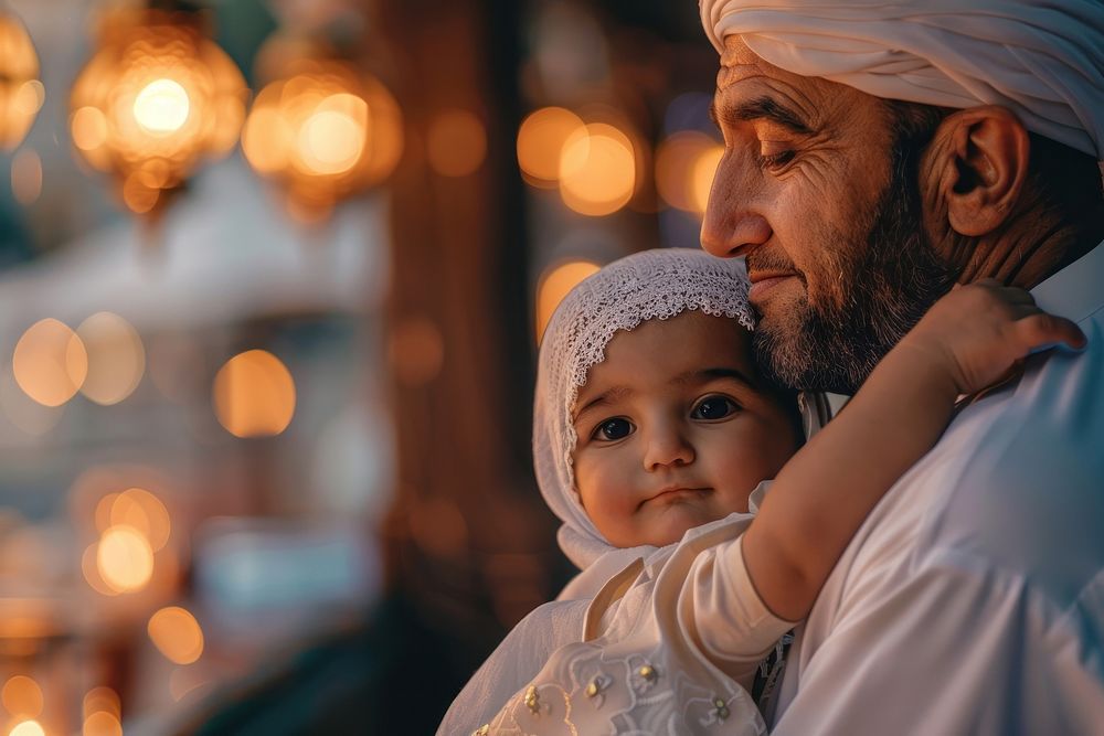 Ramadan muslim the father and child family adult baby.